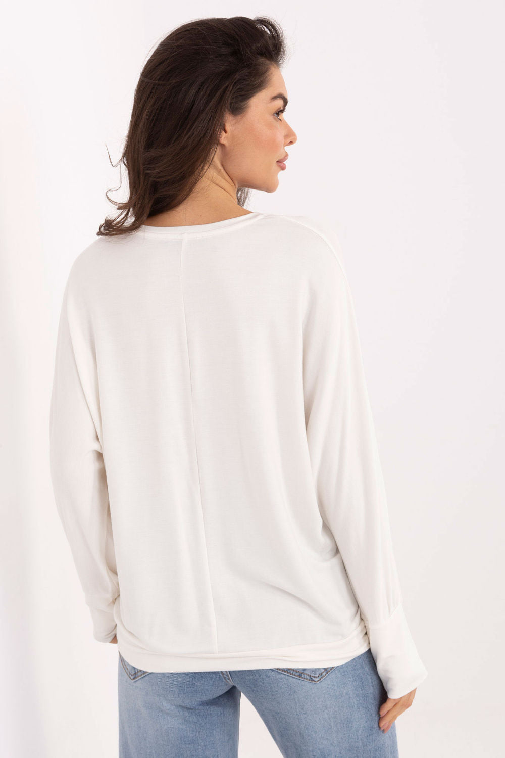 Relevance Ecru Draped Long Sleeve Blouse - view 2