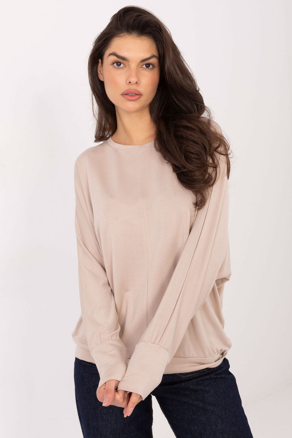 Relevance Beige Knitted Long Sleeve Blouse