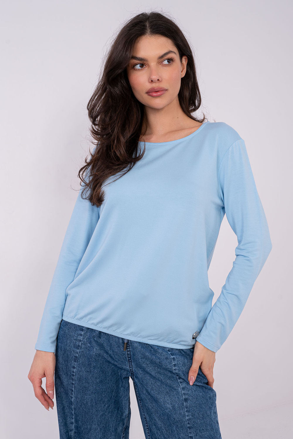Relevance Light Blue Long Sleeve Blouse - view 2