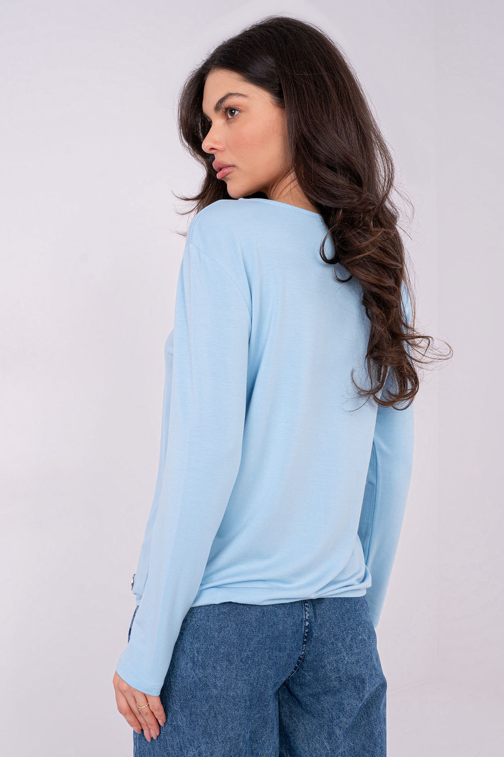 Relevance Light Blue Long Sleeve Blouse - view 3