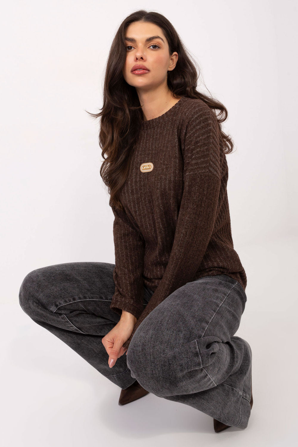 Relevance Brown Long Sleeve Cotton Jumper