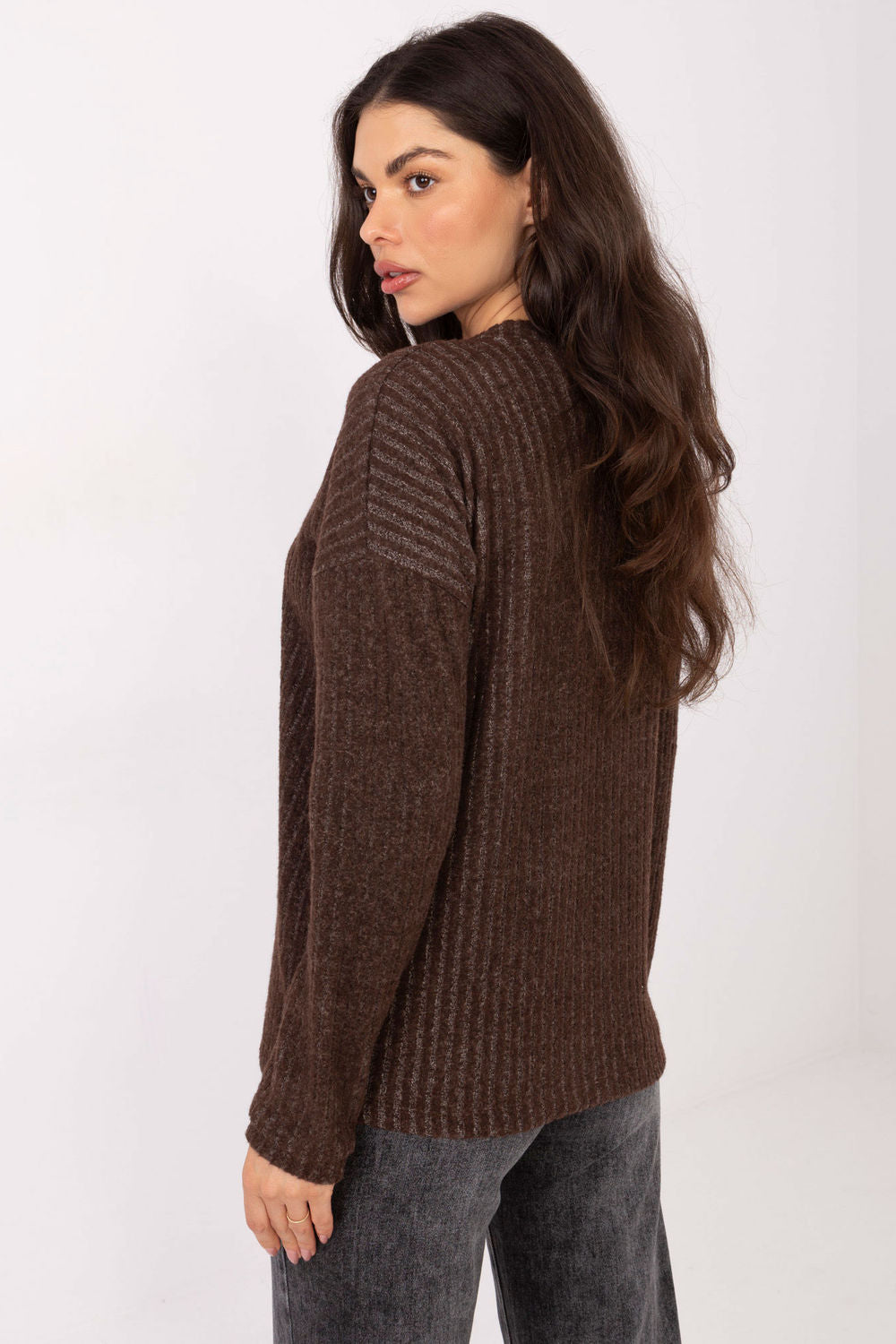Relevance Brown Long Sleeve Cotton Jumper - view 3