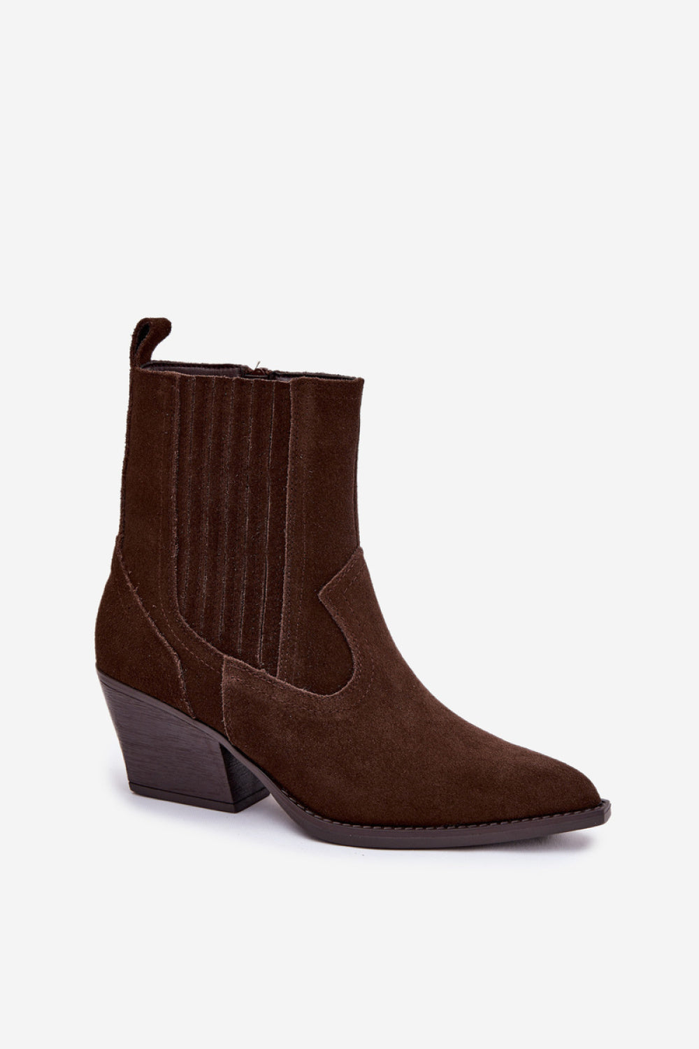 Step In Style Dylira Chocolate Suede Block Heel Heeled Ankle Boots - view 2