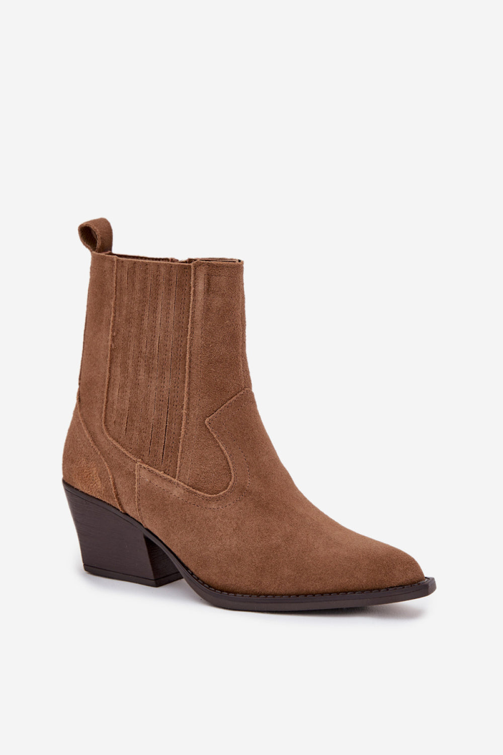Step In Style Dylira Camel Suede Block Heel Heeled Ankle Boots - view 2