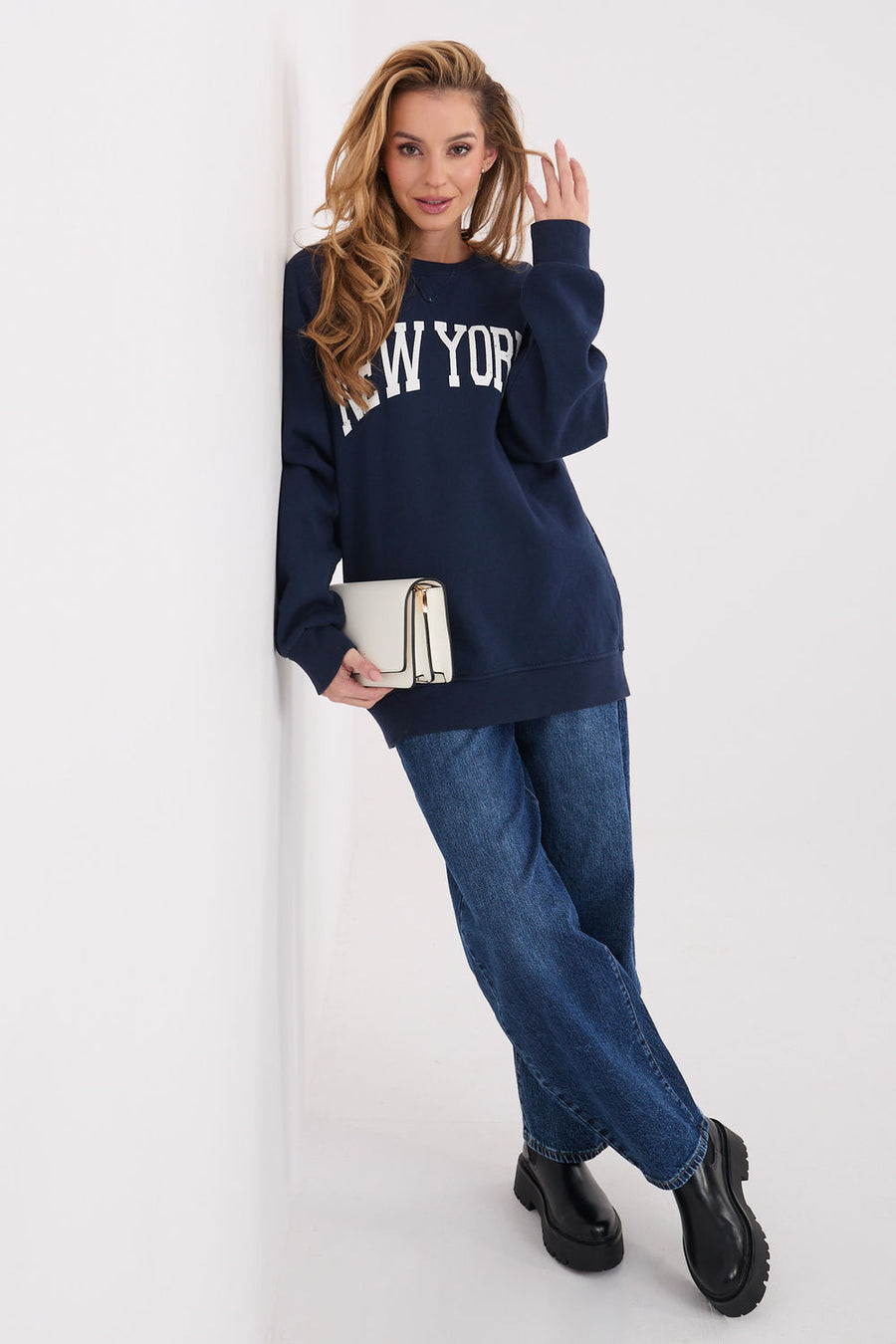 Factory Price Navy Hooded Long Sleeve Cotton Sweatshirt