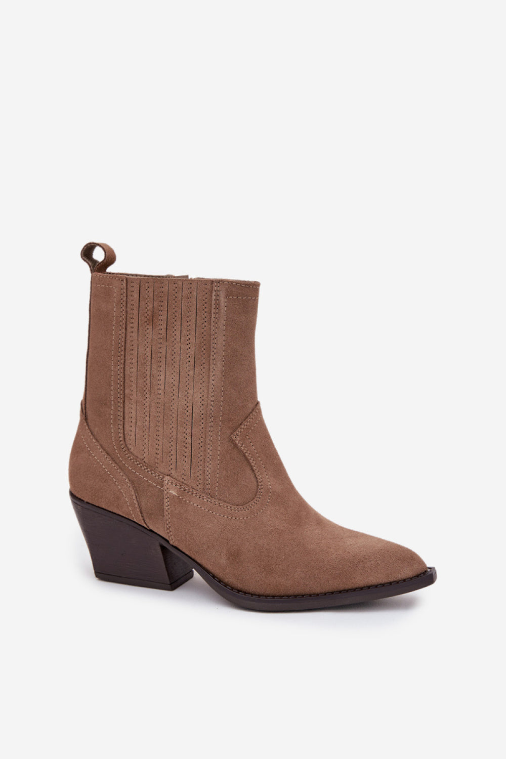 Step In Style Dylira Khaki Suede Block Heel Heeled Ankle Boots - view 2