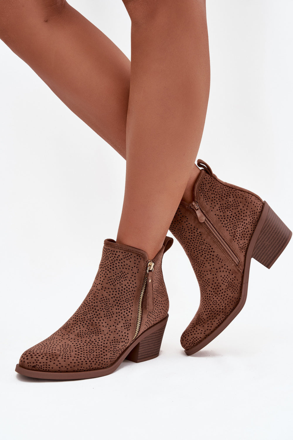 Step In Style Brown Heeled Ankle Boots