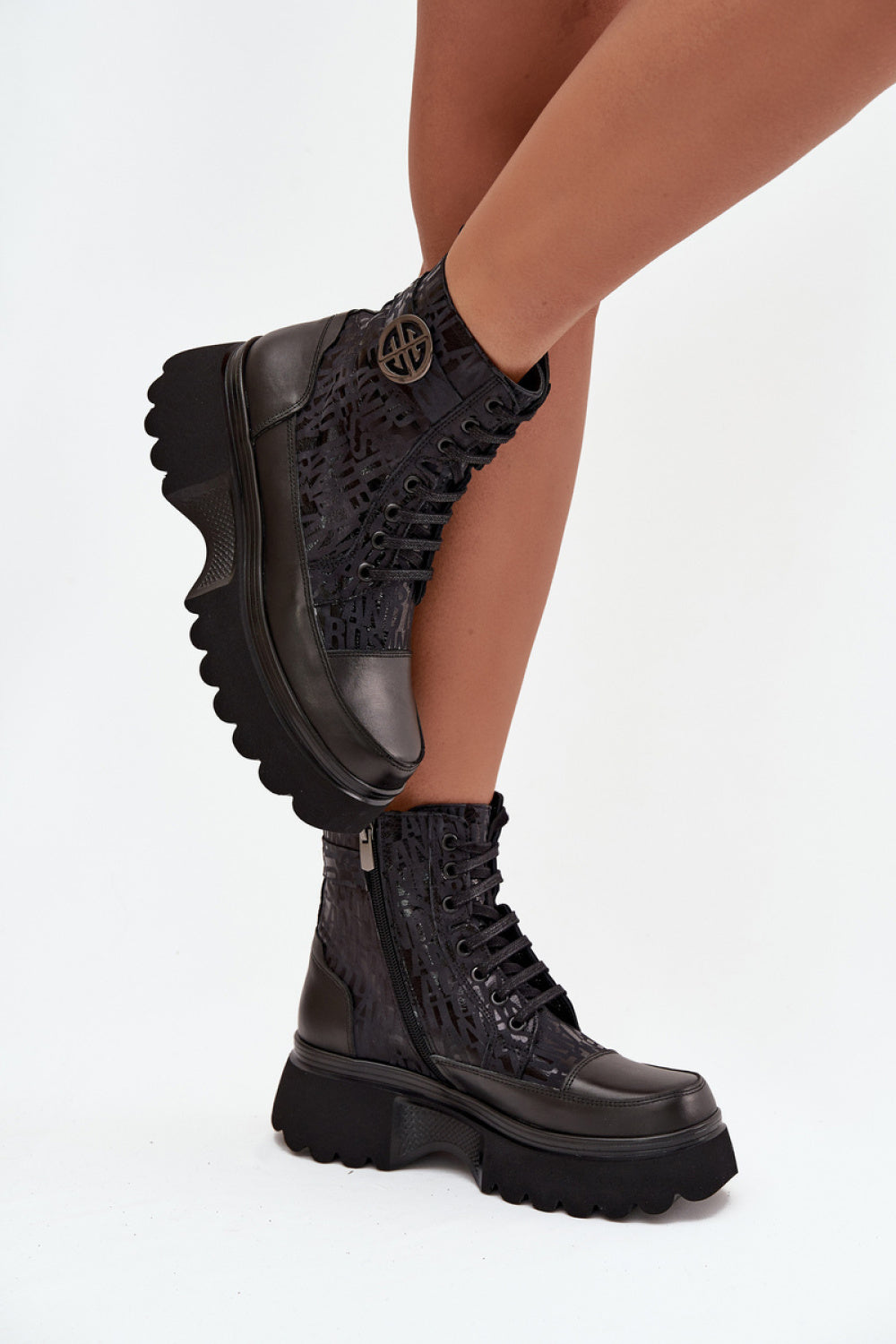 Step In Style Artiker Black Leather Platform Boots - view 3