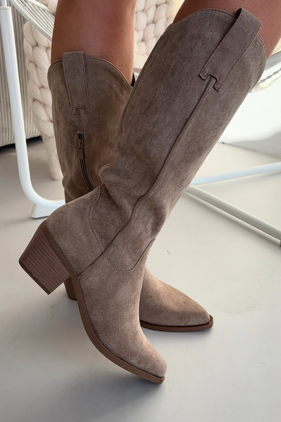 Step In Style Jazelle Khaki Faux Suede Heeled Ankle Boots