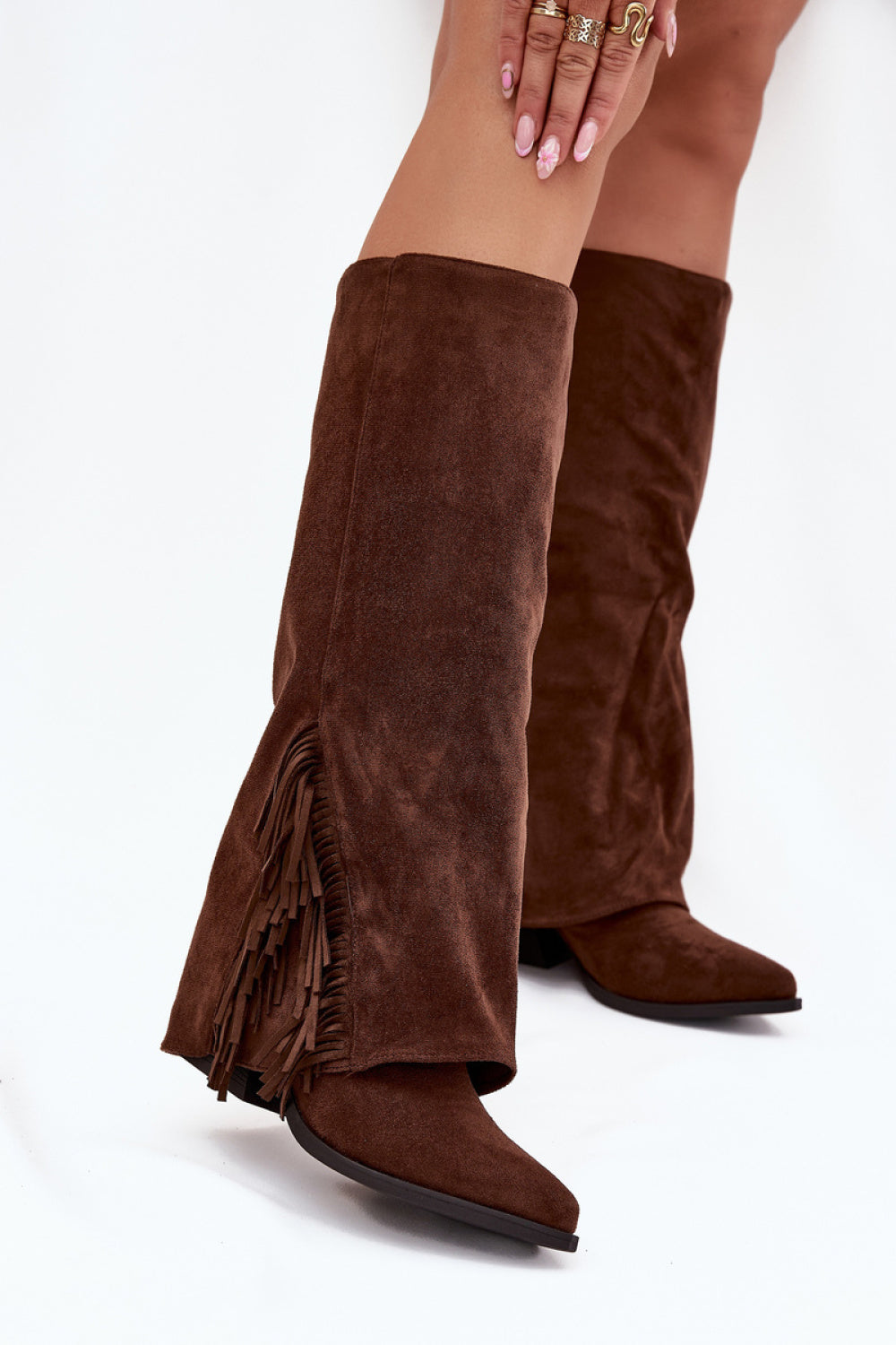 Step In Style Zalia Brown Faux Suede Block Heel Heeled Ankle Boots