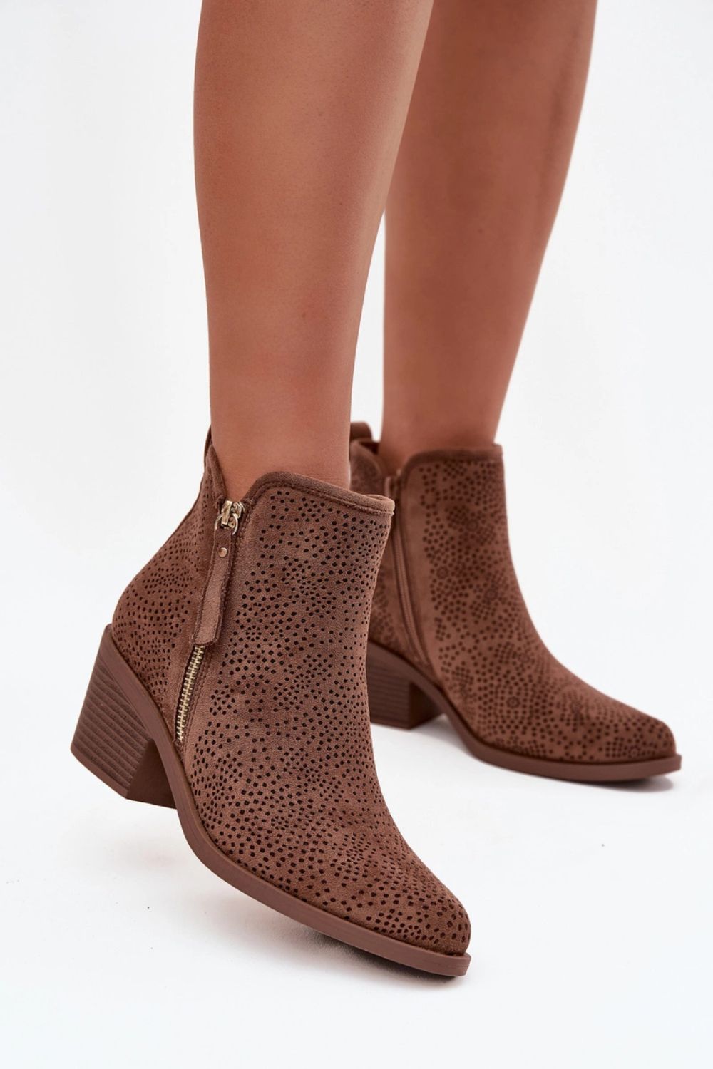 Step In Style Brown Heeled Ankle Boots - view 3