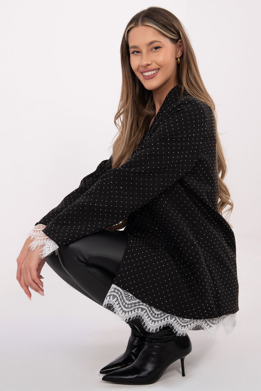 Italy Moda Silver Polyester Lace Long Sleeve Jacket - view 2