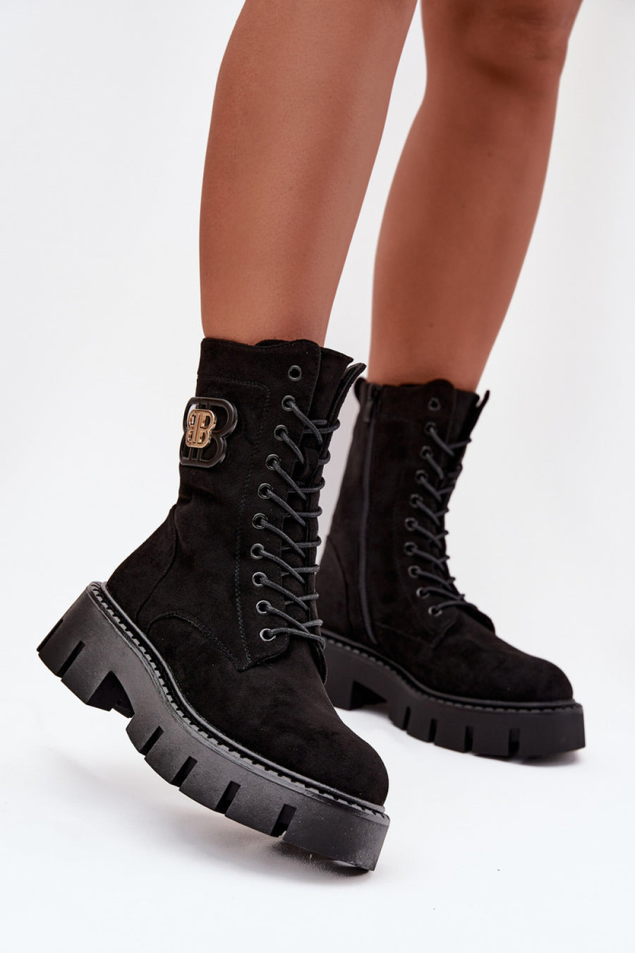 Step In Style Melisse Black Suede Platform Ankle Boots