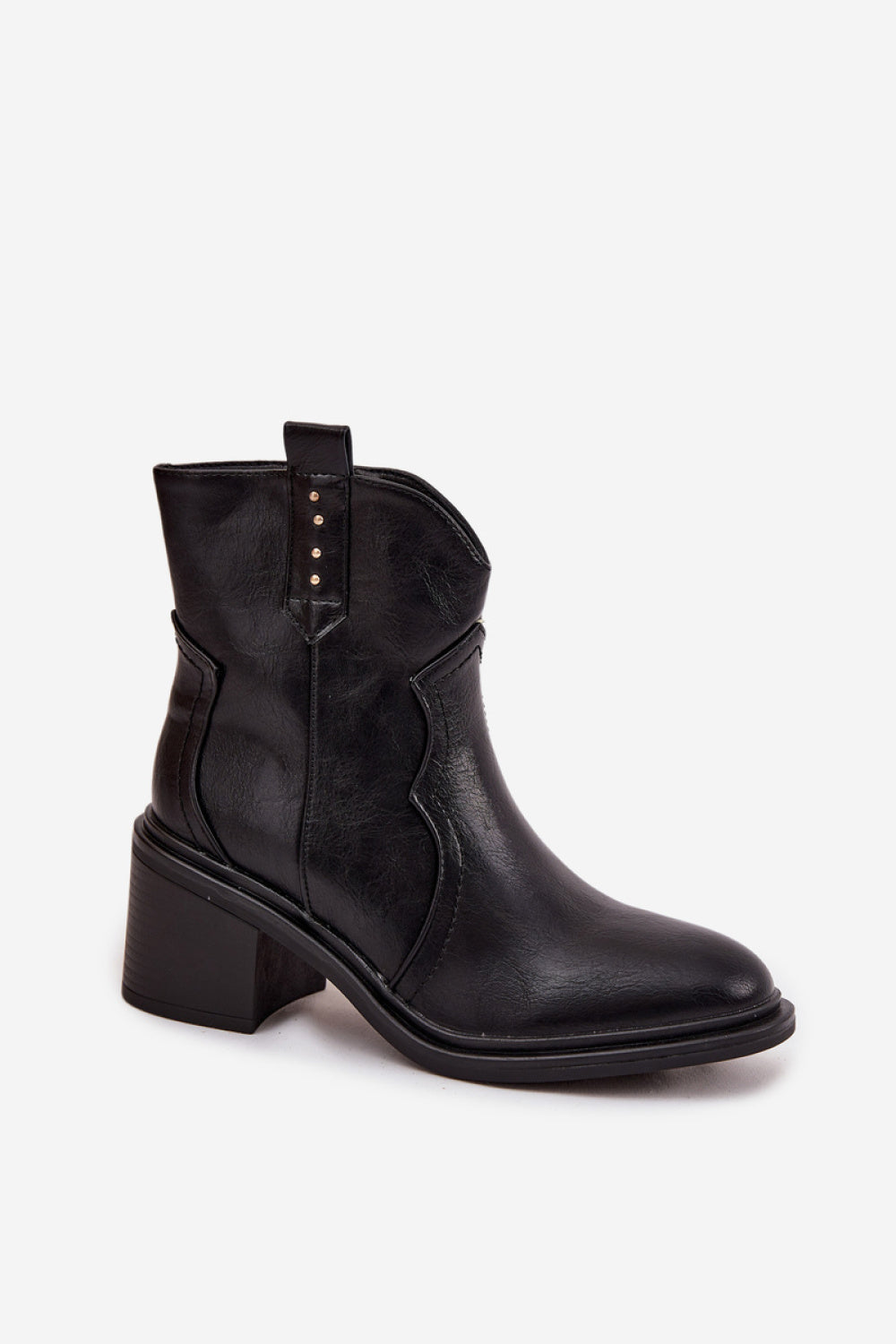 Step In Style Iverly Black Faux Leather Heeled Ankle Boots - view 2