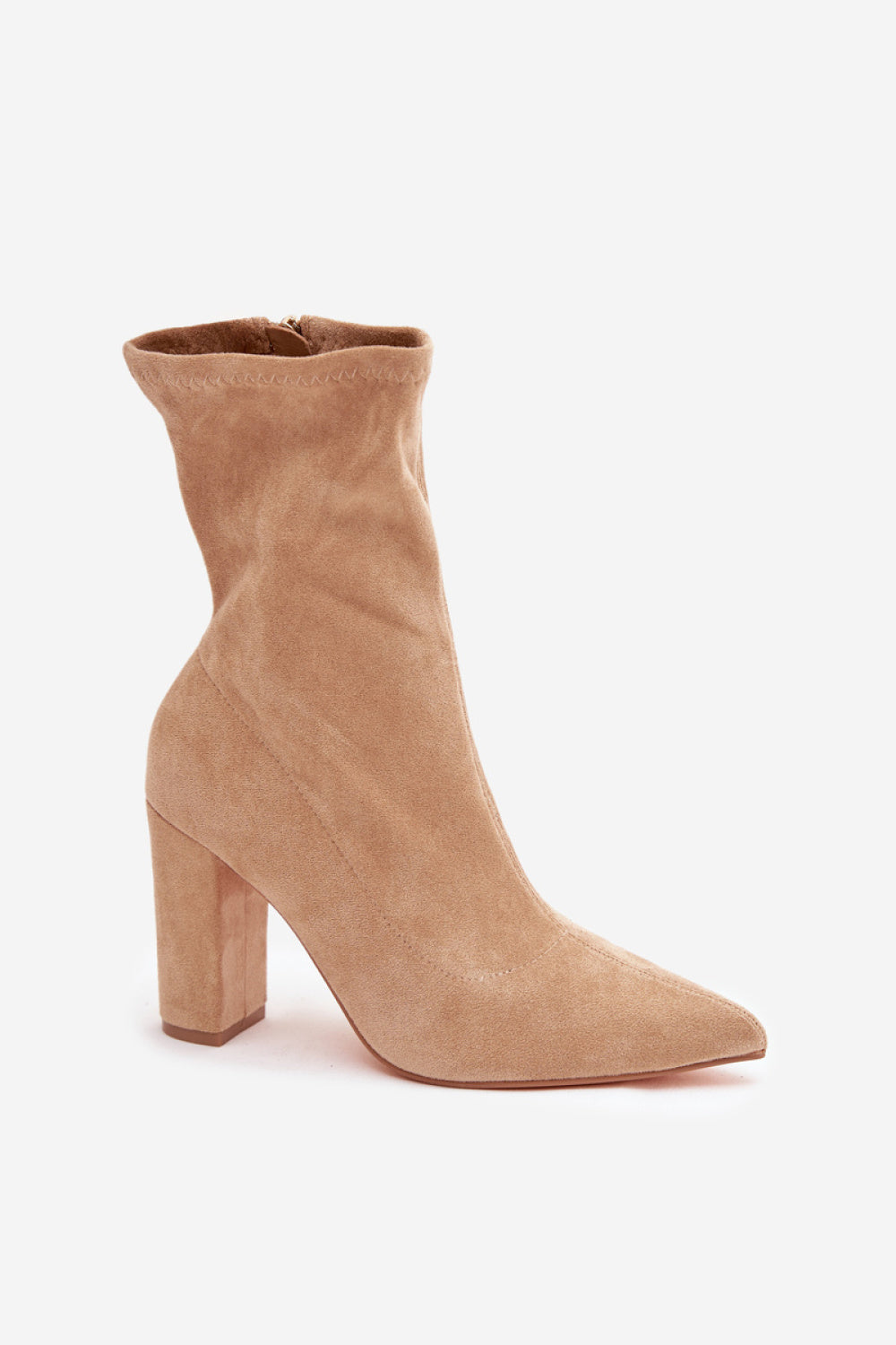 Step In Style Rosivelle Beige Faux Suede Block Heel Heeled Ankle Boots - view 2