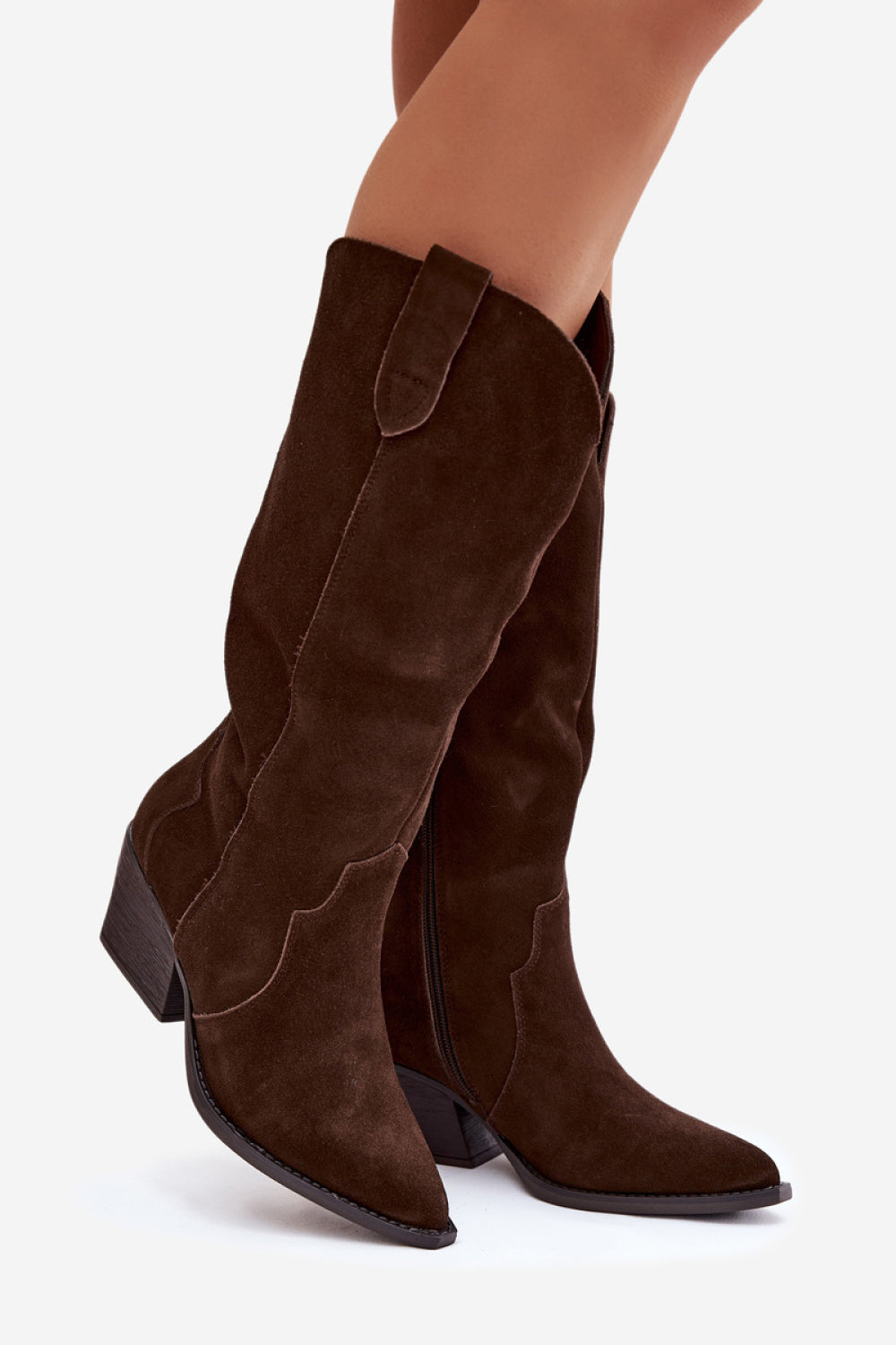 Step In Style Urselle Chocolate Suede Heeled Ankle Boots