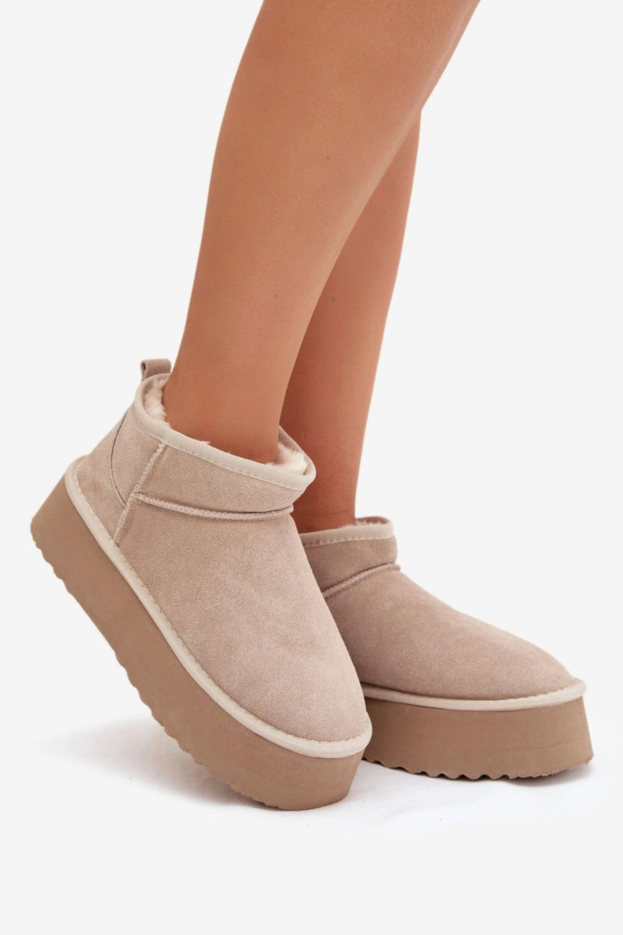 Step In Style Mairene Beige Suede Platform Snow Boots