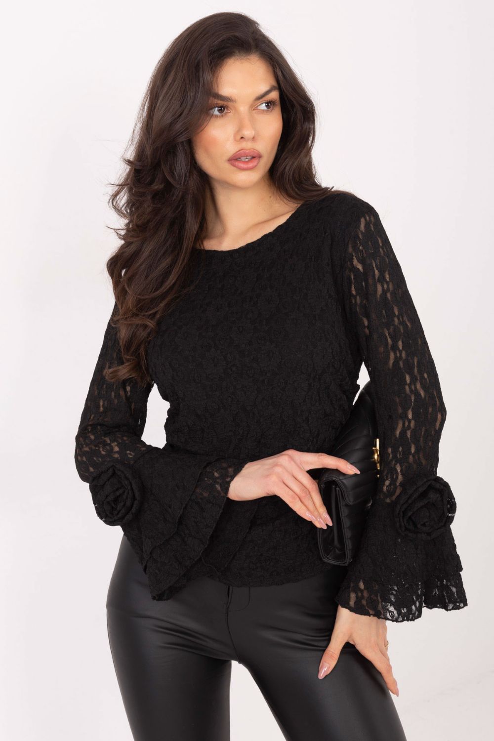 Italy Moda Black High Waisted Lace Blouse - view 4