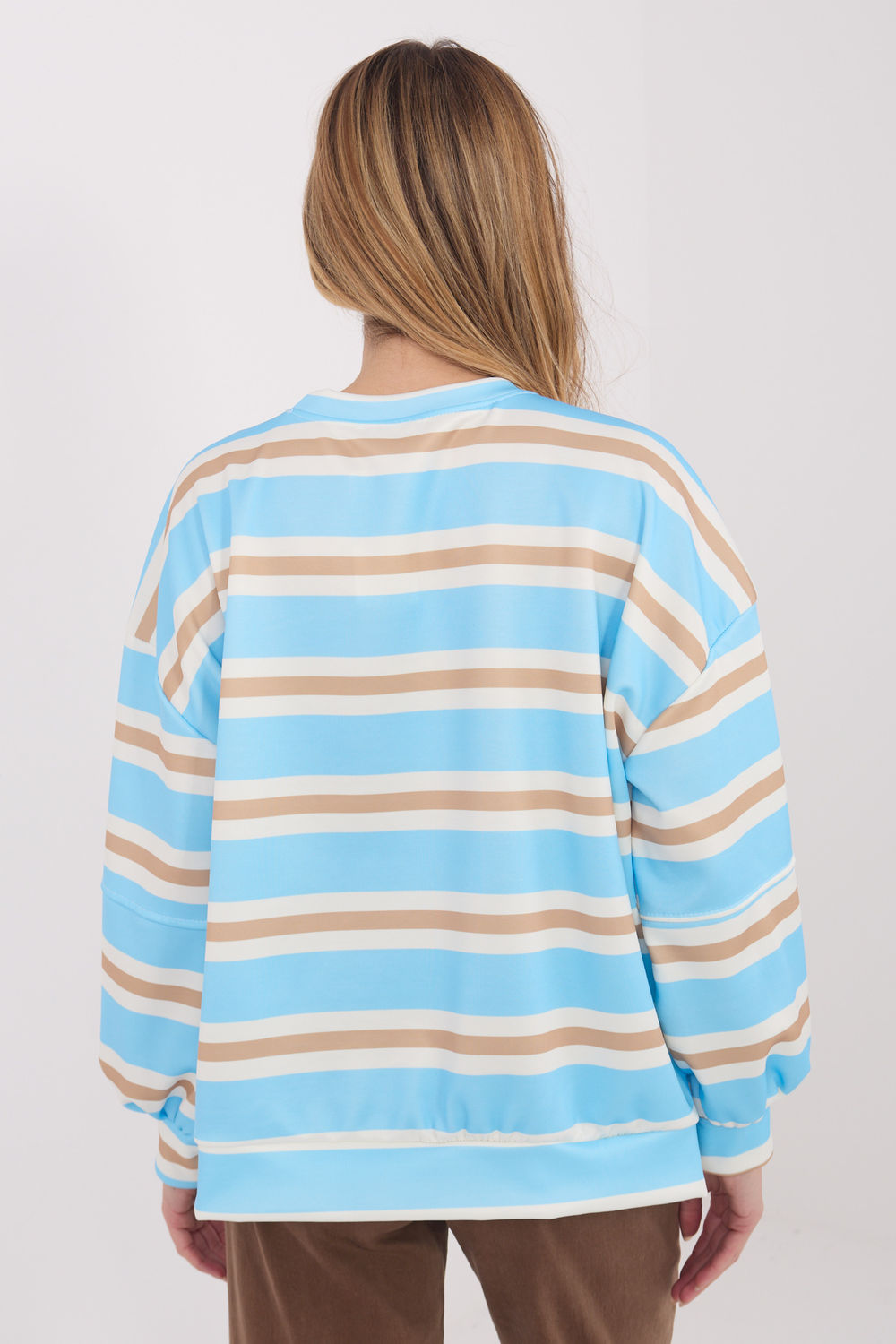 Italy Moda Light Blue Striped Long Sleeve Sweatshirt - view 3