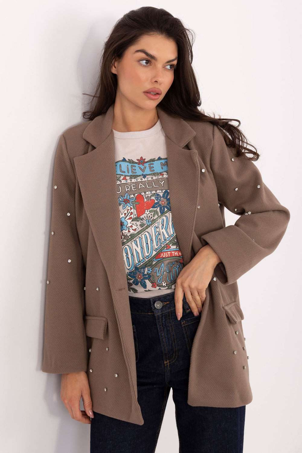 Italy Moda Dark Beige Jacket