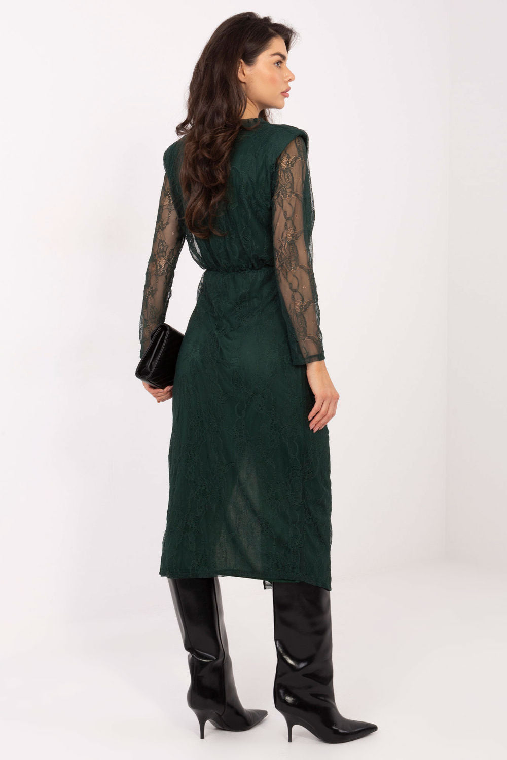 Italy Moda Dark Green Midi Lace Evening Dress - view 3