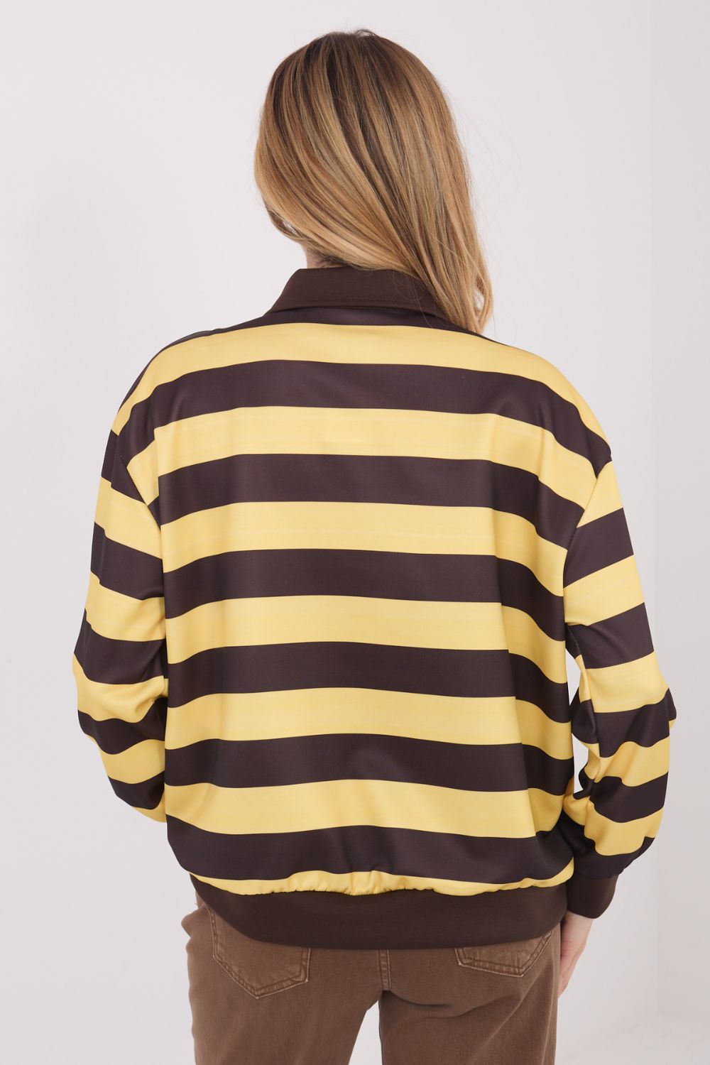 Italy Moda Yellow Striped Long Sleeve Sweatshirt - view 4