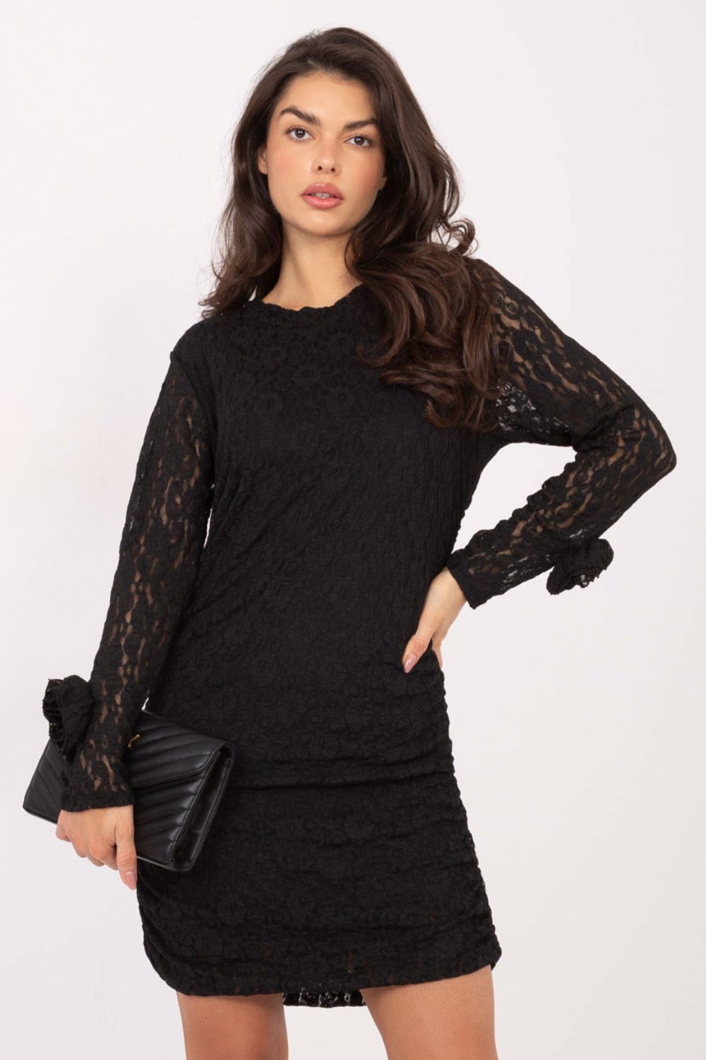 Italy Moda Black Lace Bodycon Mini Dress - view 4