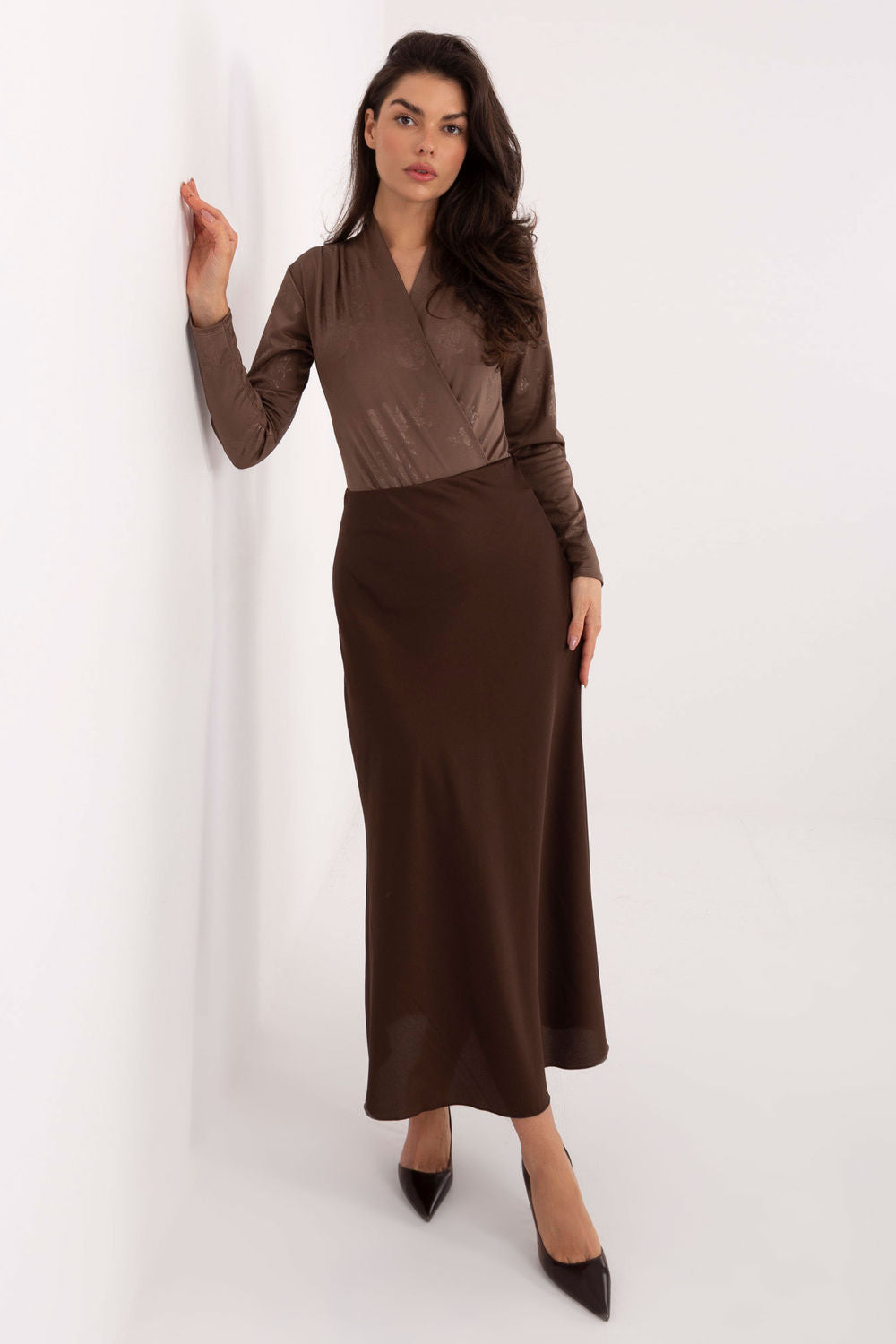 Italy Moda Brown Printed Shapewear Bodysuit - view 2