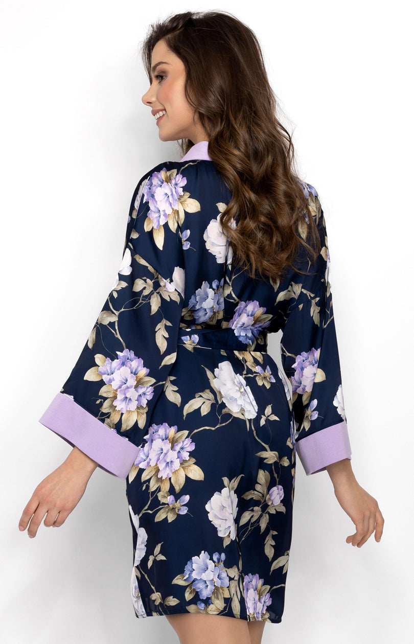 Momenti Per Me Always Win Navy Satin Dressing Gown - view 3
