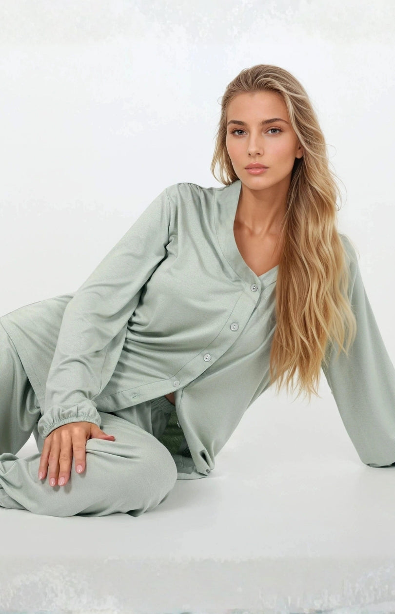 Momenti Per Me Pure Harmony Mint Long Sleeve Pyjamas - view 3