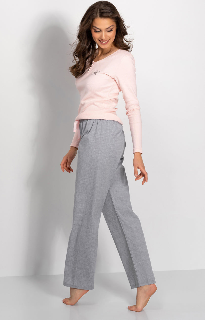 Momenti Per Me Linda Grey Cotton Long Sleeve Pyjamas - view 5
