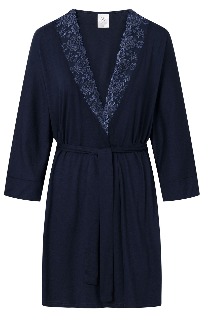 Momenti Per Me Daphne Navy Lace Floral Dressing Gown - view 4