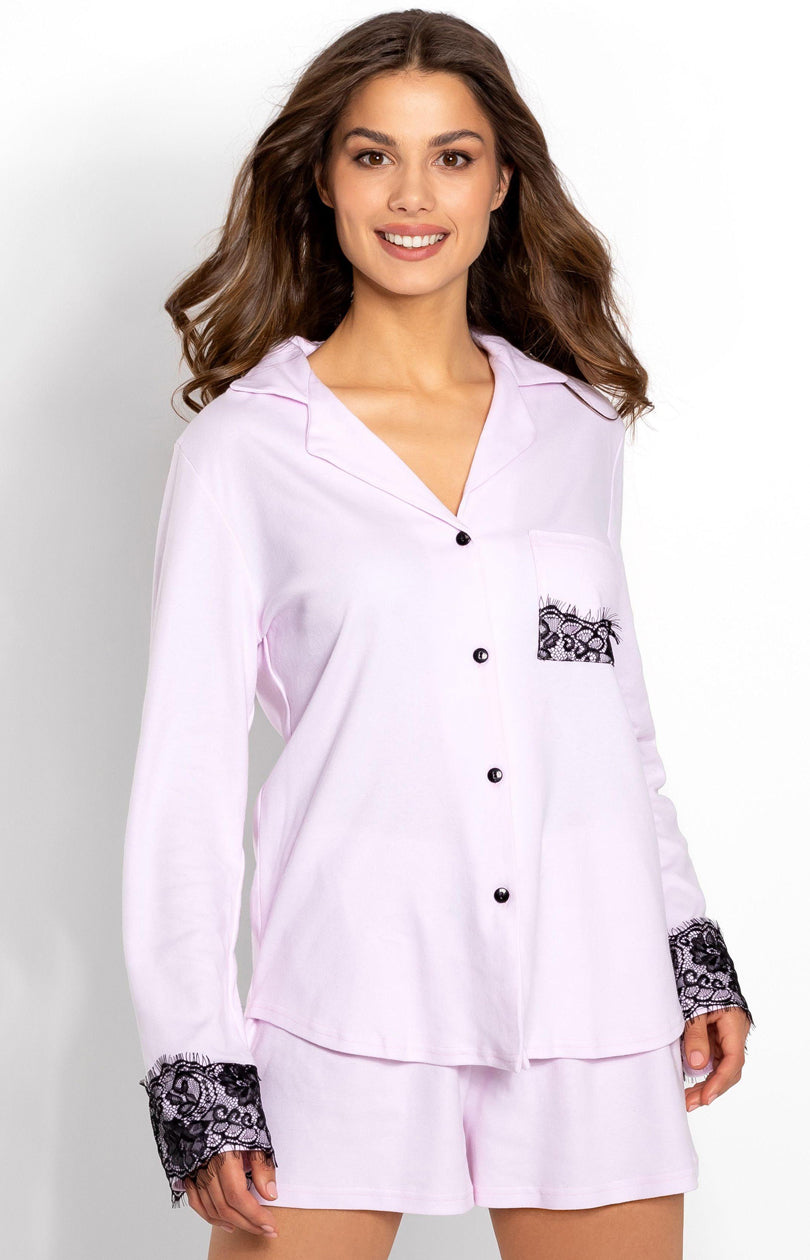 Momenti Per Me Anya Pink Lace Long Sleeve Pyjamas - view 3
