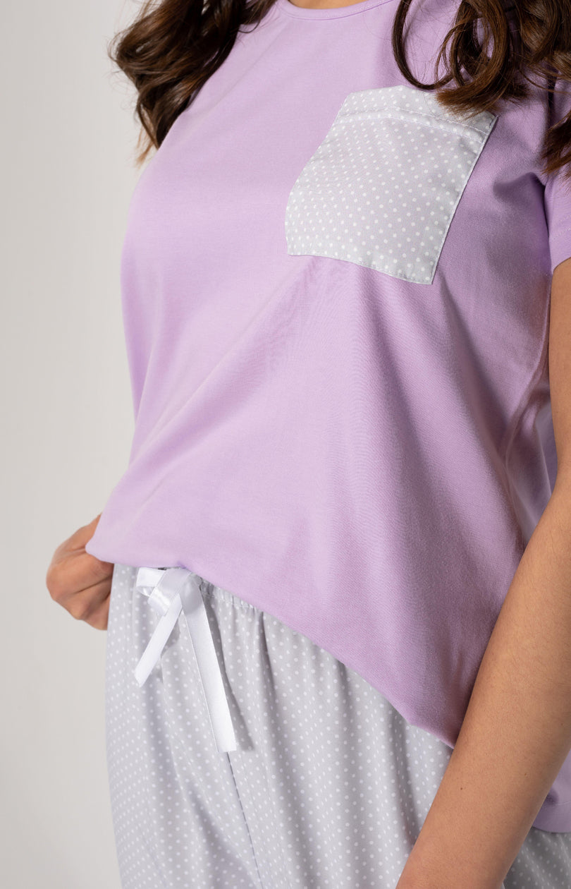 Momenti Per Me Caroline Grey Cotton Short Sleeve Pyjamas - view 4