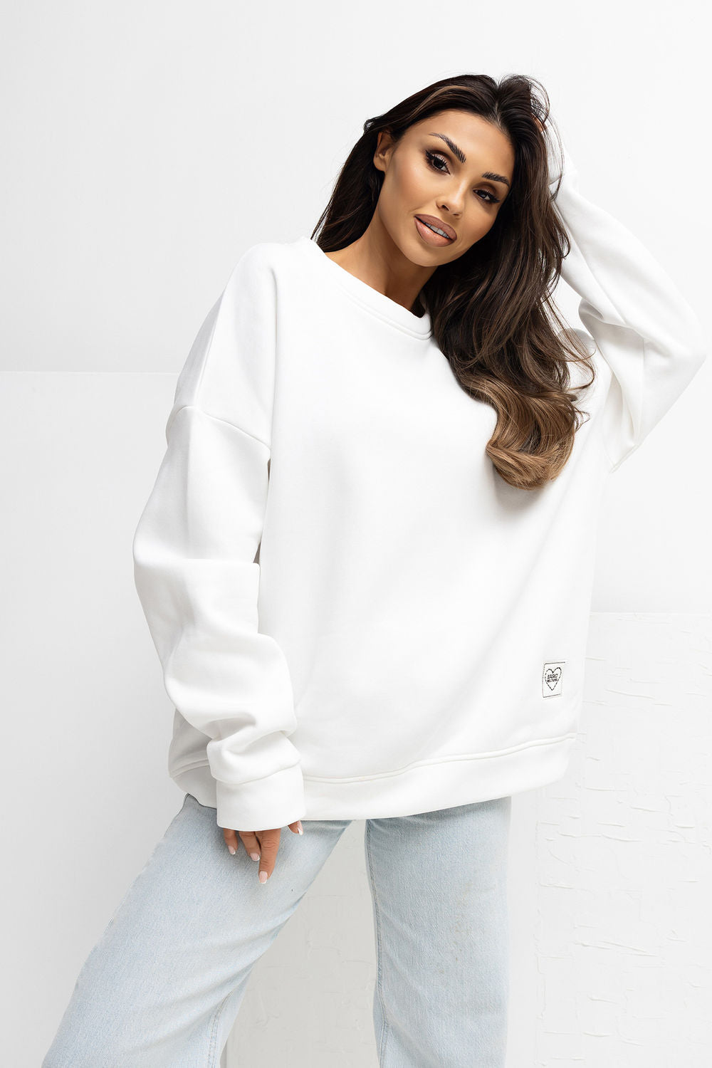 Rue Paris Ecru Bodycon Long Sleeve Sweatshirt