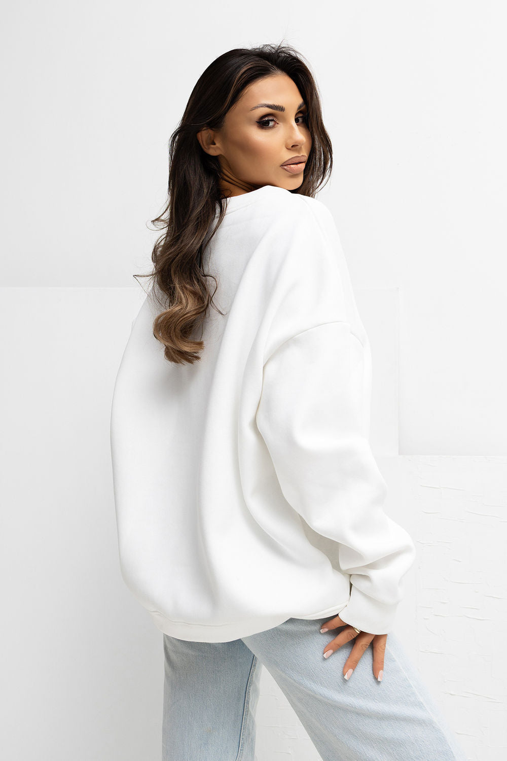 Rue Paris Ecru Bodycon Long Sleeve Sweatshirt - view 3