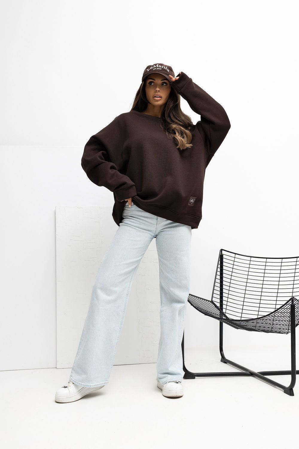 Rue Paris Dark Brown Long Sleeve Cotton Sweatshirt - view 2