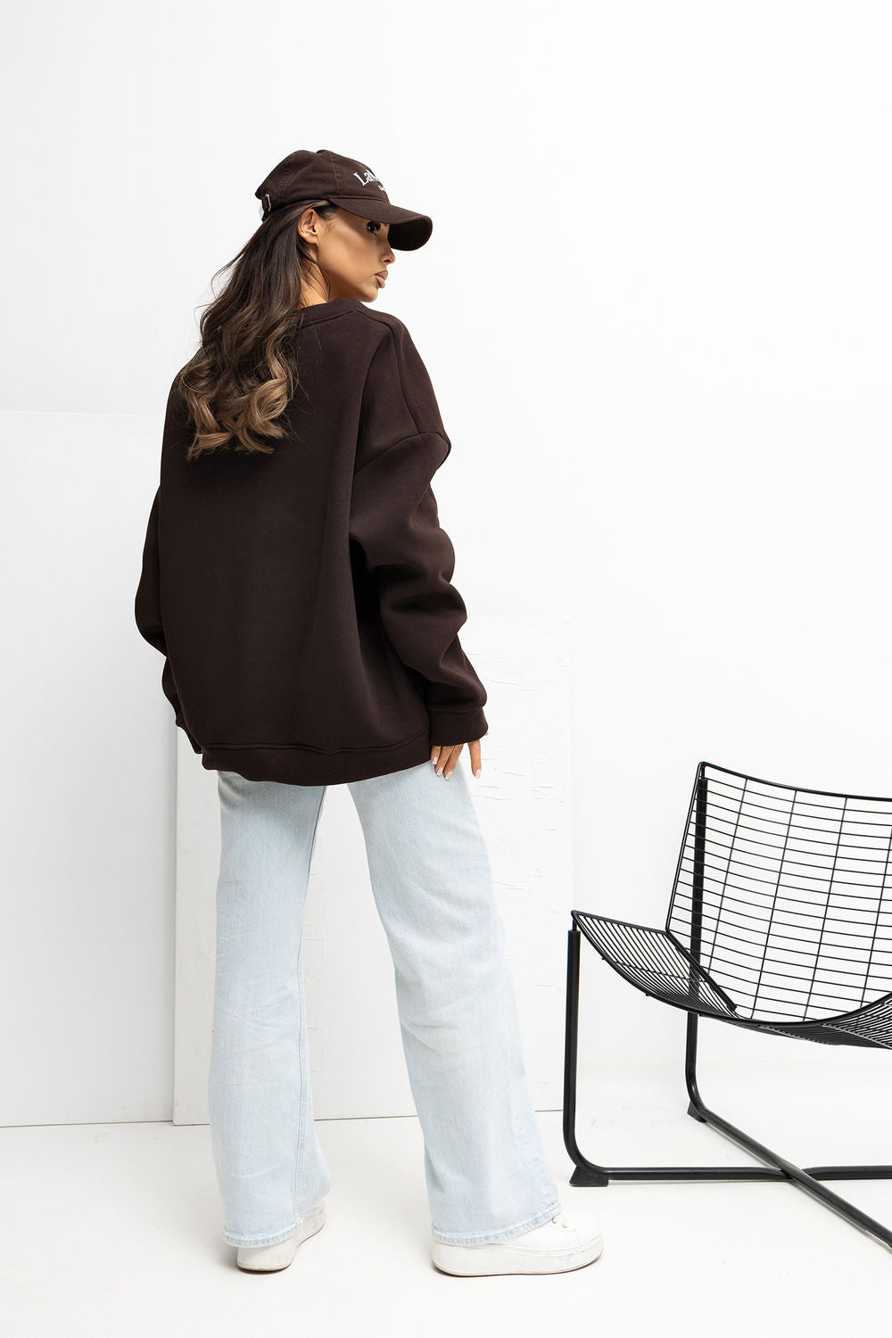 Rue Paris Dark Brown Long Sleeve Cotton Sweatshirt - view 3