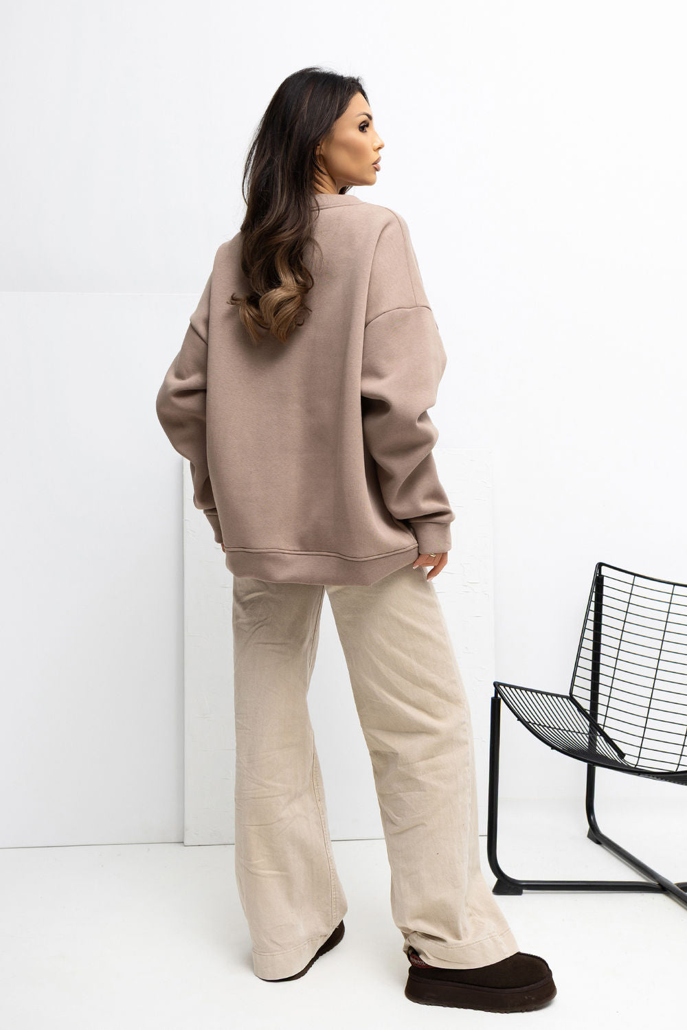 Rue Paris Dark Brown Bodycon Long Sleeve Sweatshirt - view 3