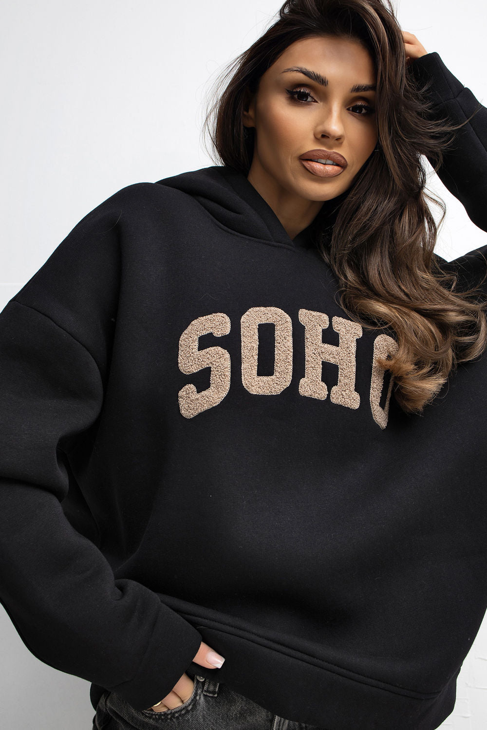 Rue Paris Black Hooded Long Sleeve Sweatshirt - view 4