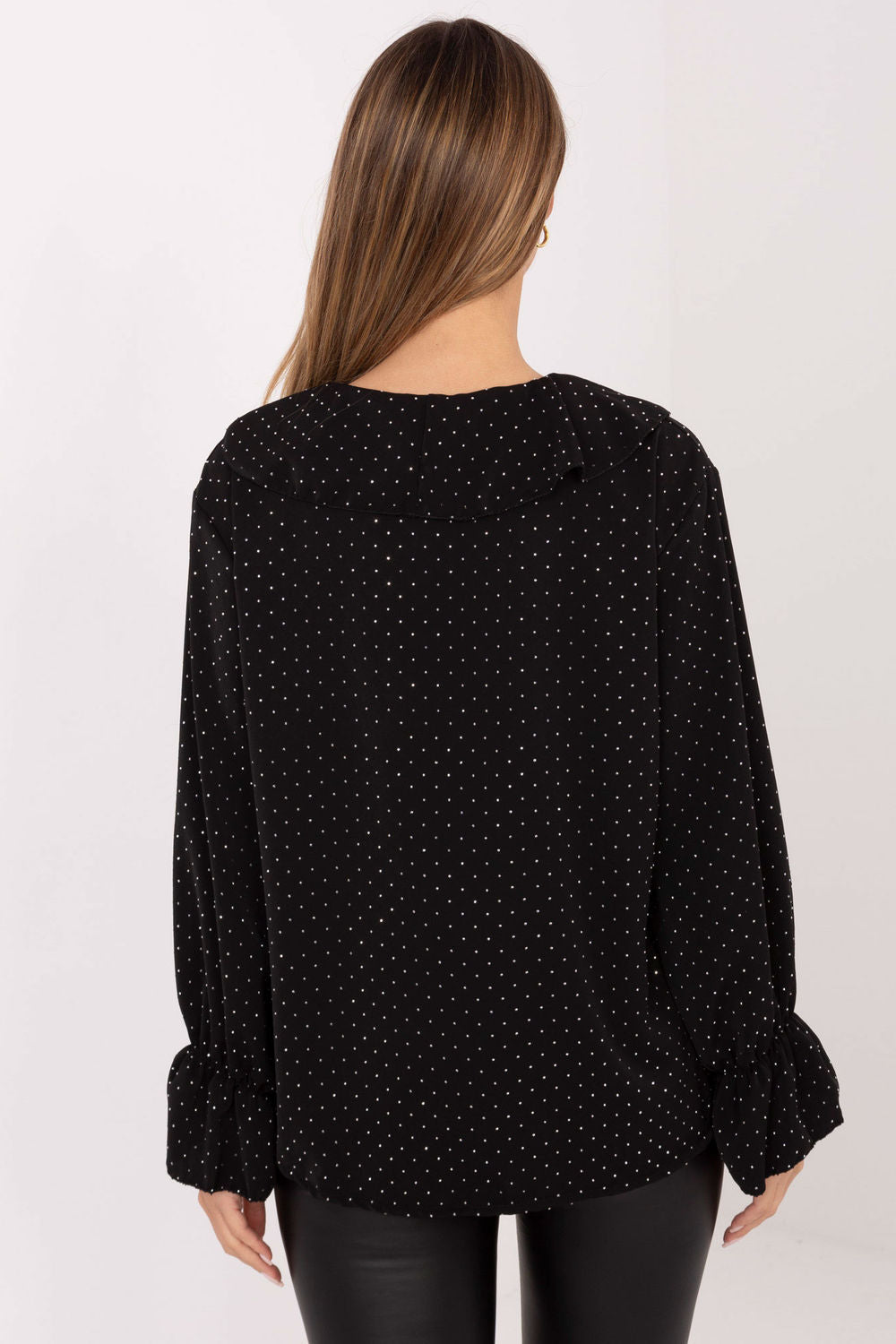 Italy Moda Black Sequin Long Sleeve Blouse - view 3