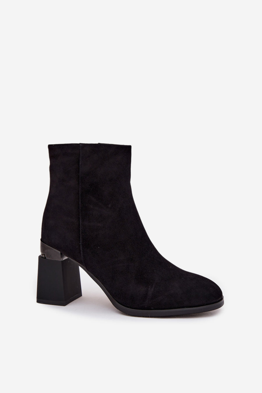 Step In Style Black Suede Block Heel Heeled Ankle Boots with Zip