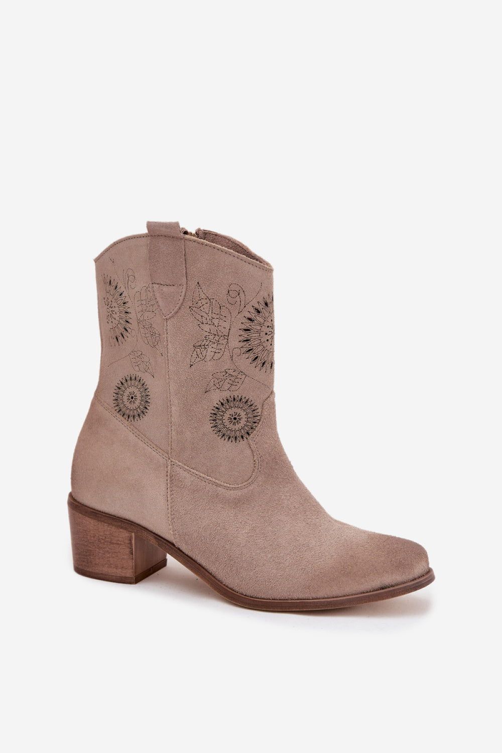 Step In Style Zazoo Cappuccino Lace Block Heel Heeled Ankle Boots - view 2