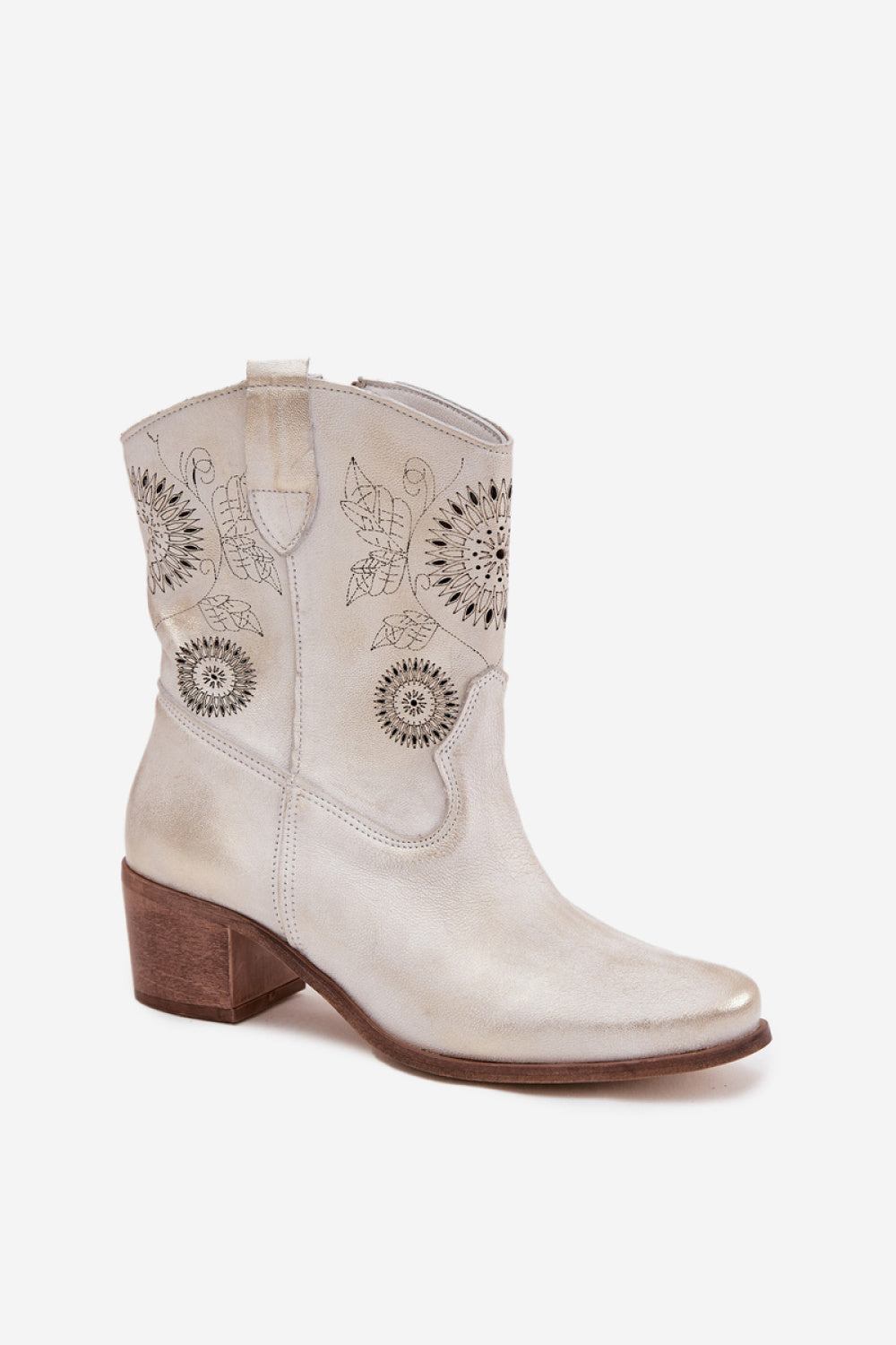 Step In Style Zazoo Gold Suede Block Heel Heeled Ankle Boots - view 2