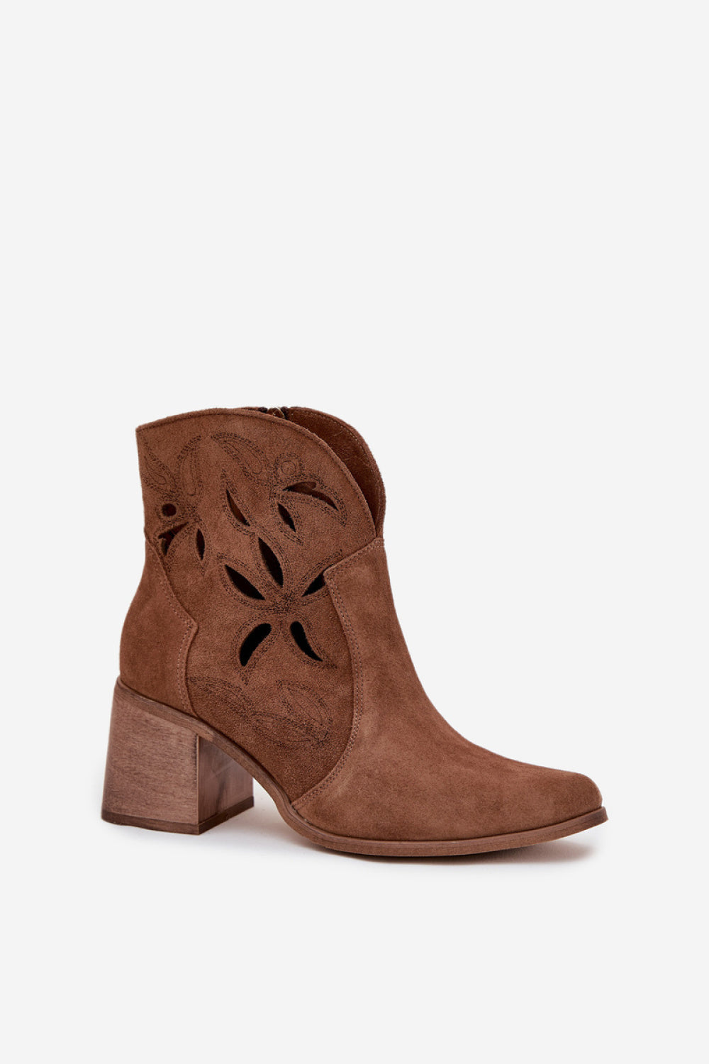 Step In Style Zazoo Brown Suede Block Heel Heeled Ankle Boots - view 2