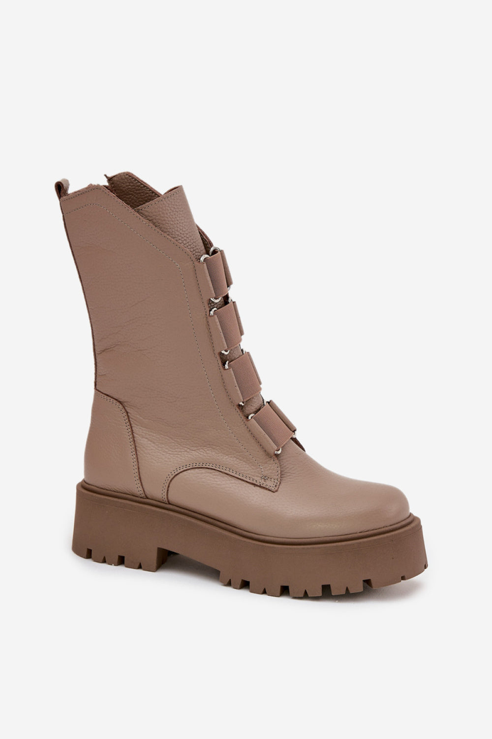 Step In Style Zazoo Beige Leather Platform Boots - view 2