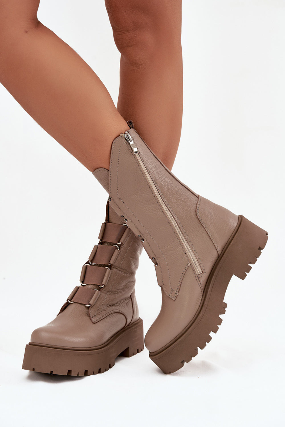 Step In Style Zazoo Beige Leather Platform Boots - view 3