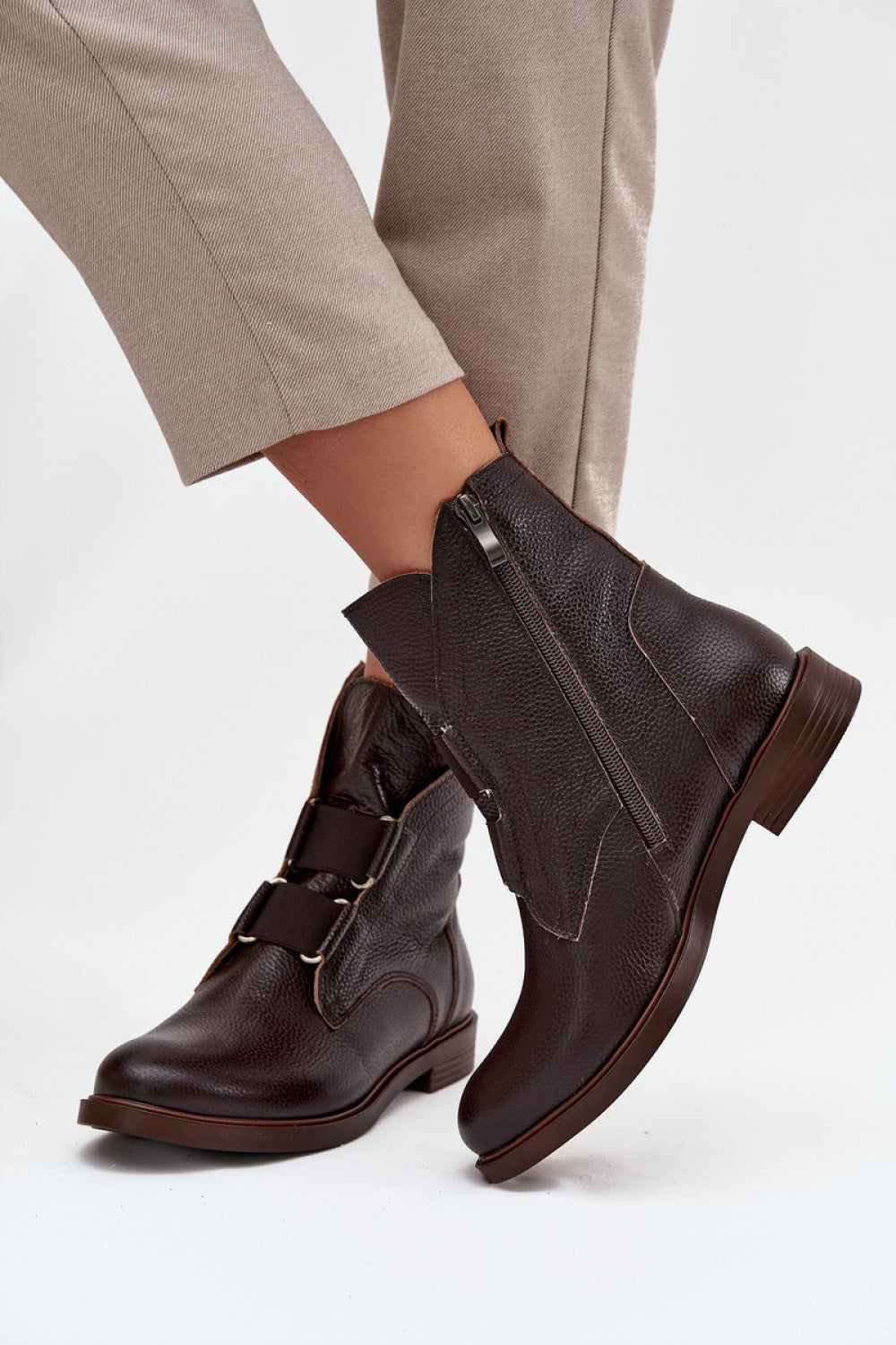 Step In Style Zazoo Chocolate Leather Flat Boots - view 3