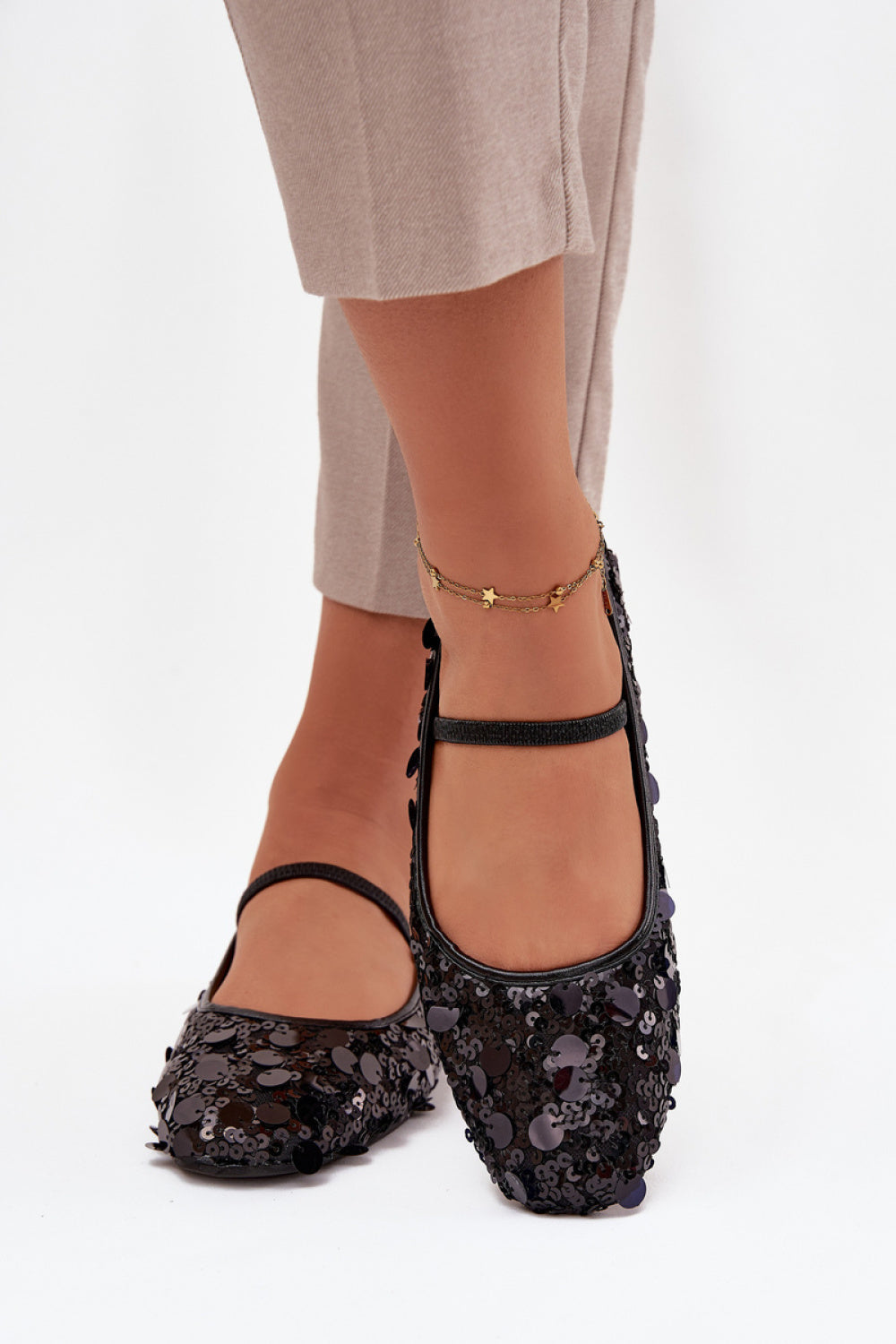 Step In Style Terlina Black Sequin Flat Ballet Flats - view 3