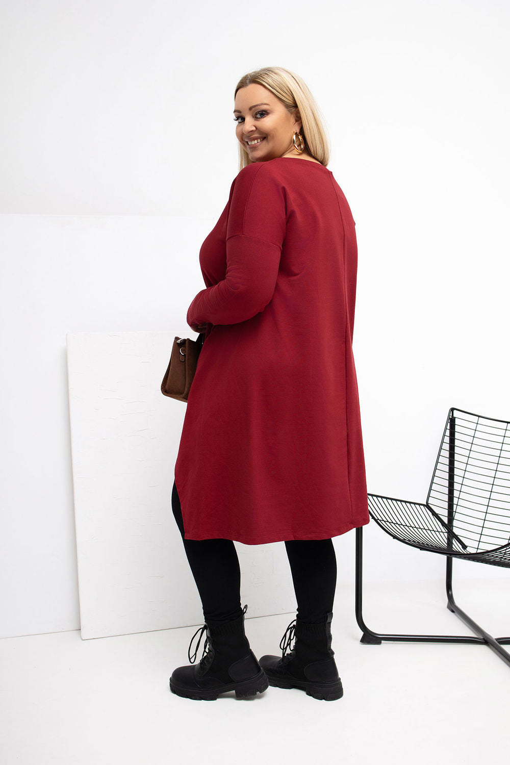 Relevance Burgundy Long Sleeve Plus Size Tunic - view 3